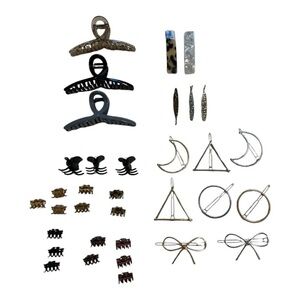 Huge Lot Aesthetic Hair Clips: Claw Clips, Celestial Moon & Geometric Barrettes